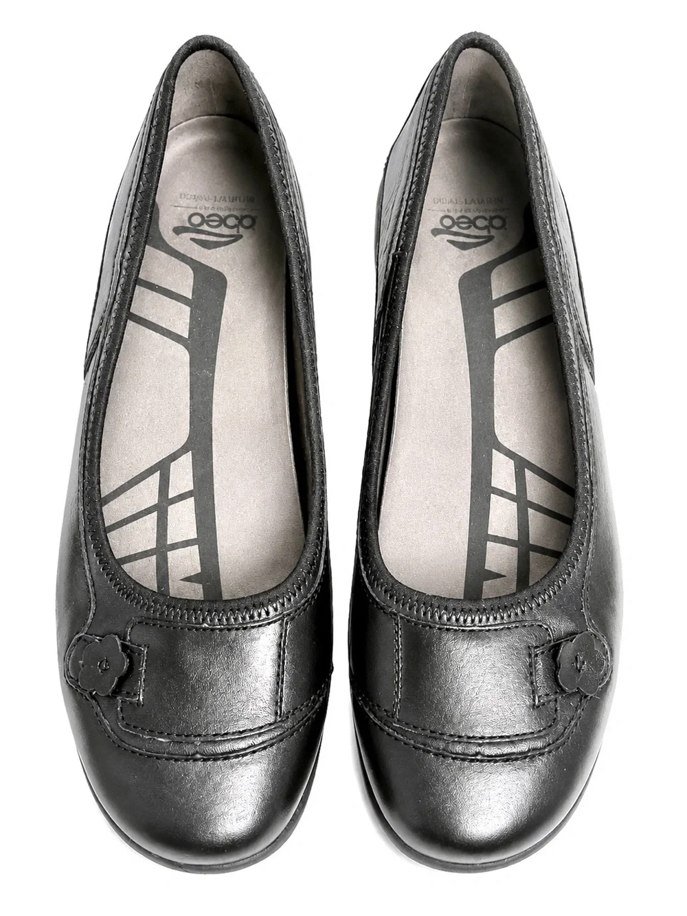 ABEO smart system women's orthopedic leather ballet flats black round toe 10M